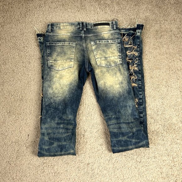 Taker Jeans Super Distressed Ripped Flare Black 30 44 (32") - Picture 4 of 6